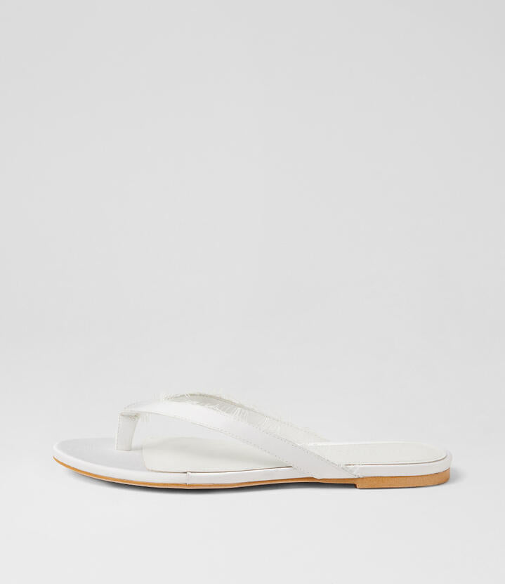 Image of Sandals. Product name - Dinnah White Satin Thongs in White colour by brand - MOLLINI
