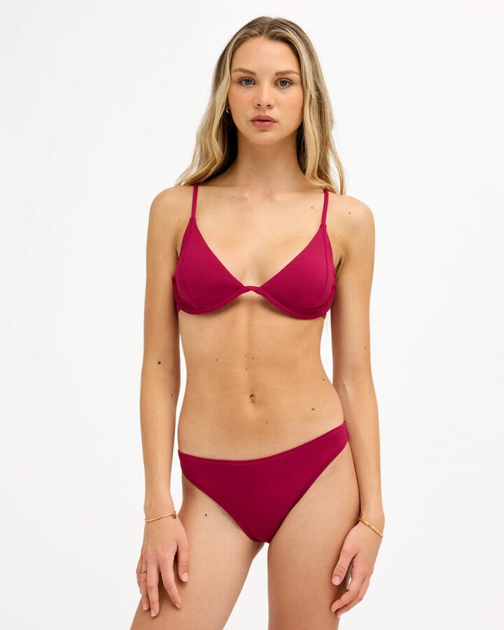Image of Swimwear. Product name - Roxy Womens Beach Classics Underwire Tri Bikini Top Beet Red in Beet Red colour by brand - Roxy