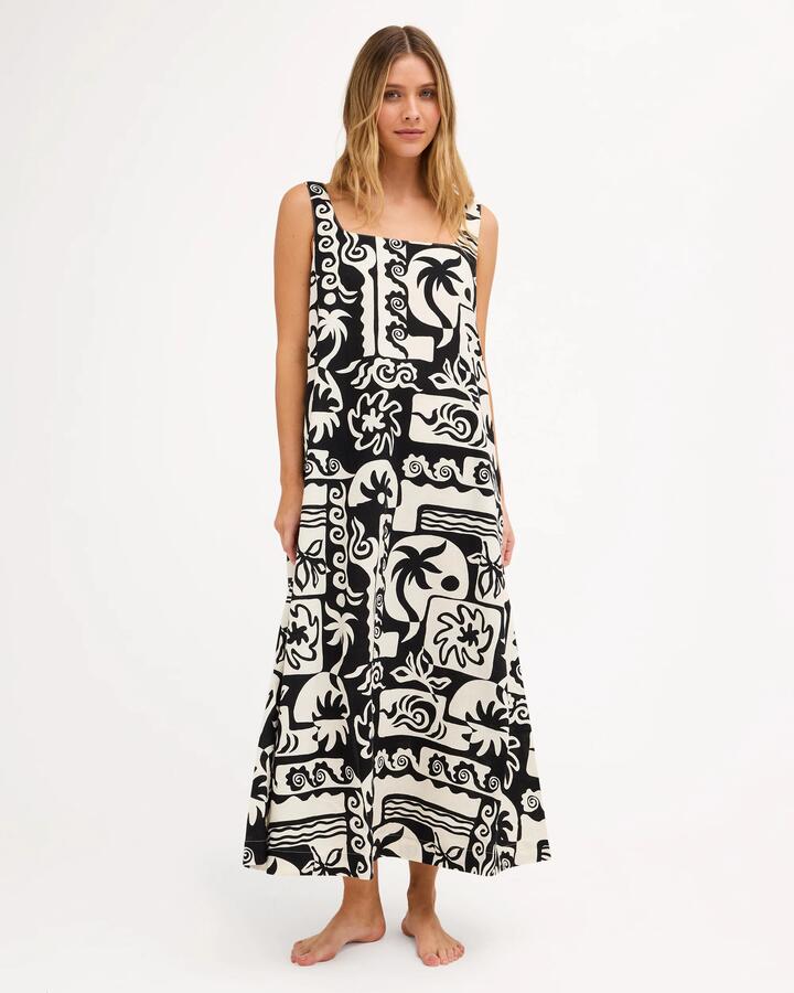 Image of Dresses. Product name - Billabong Womens Soul Dream Maxi Dress Black Pebble in Black Pebble colour by brand - Billabong