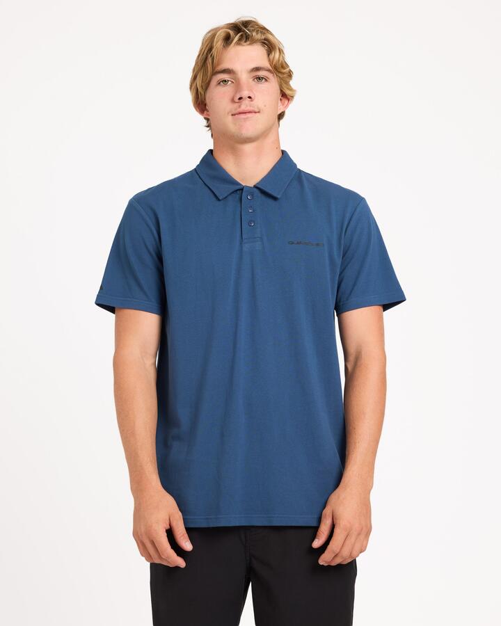 Image of Shirts. Product name - Quiksilver Mens Pique Polo Shirt Dark Denim in Dark Denim colour by brand - Quiksilver