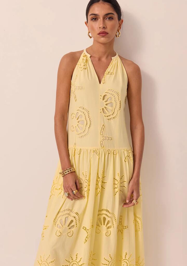 Image of Dresses. Productname: Seashell Maxi Dress in Pale Banana colour by brand - MOS The Label