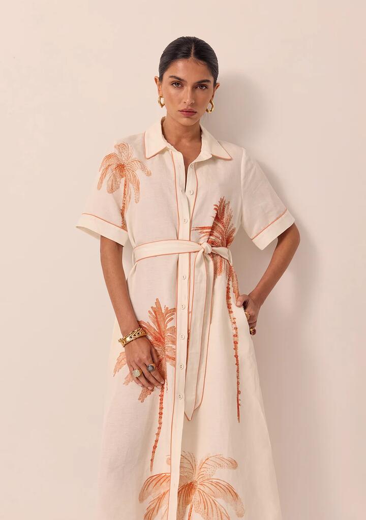 Image of Dresses. Productname: Beaded Palm Shirt Dress in Print colour by brand - MOS The Label