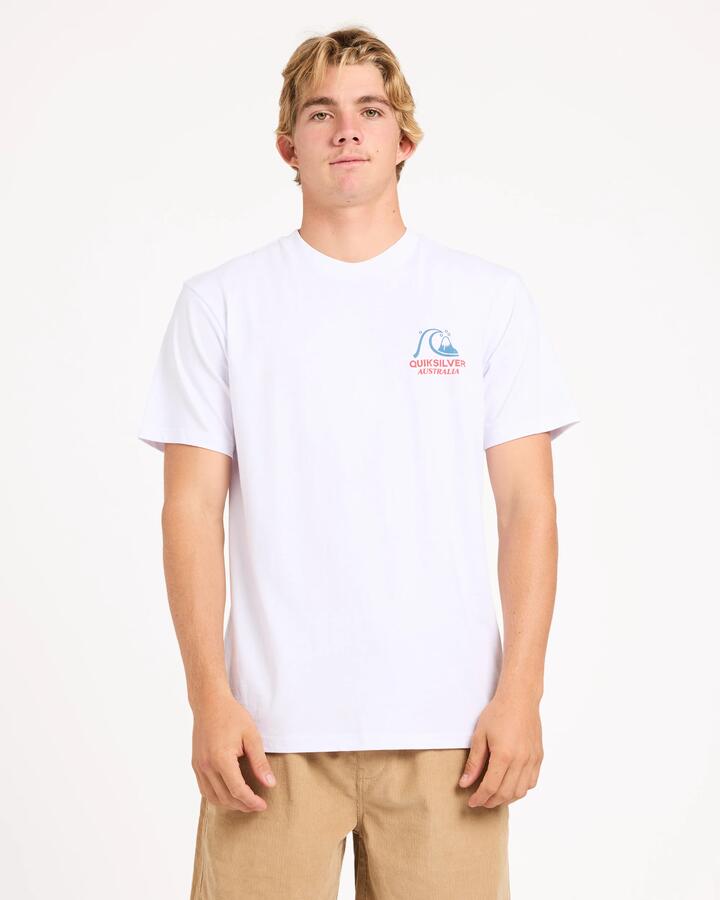 Image of T-Shirts. Product name - Quiksilver Mens Surf Shop T-Shirt White in White colour by brand - Quiksilver