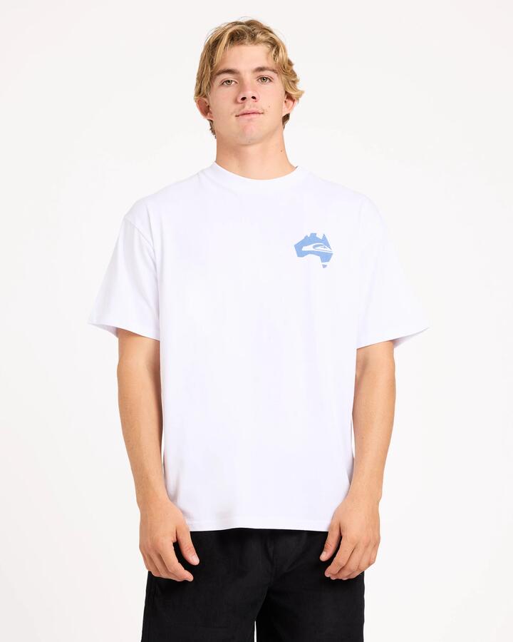 Image of T-Shirts. Product name - Quiksilver Mens East Coast Low T-Shirt White in White colour by brand - Quiksilver