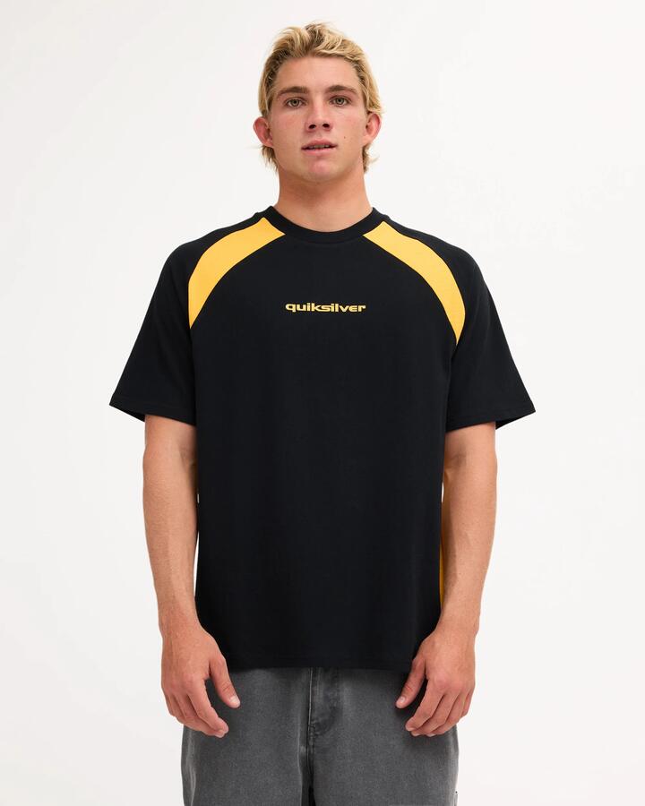 Image of T-Shirts. Product name - Quiksilver Mens Nevermind T-Shirt Blk/Yel/Mult in Blk/Yel/Mult colour by brand - Quiksilver