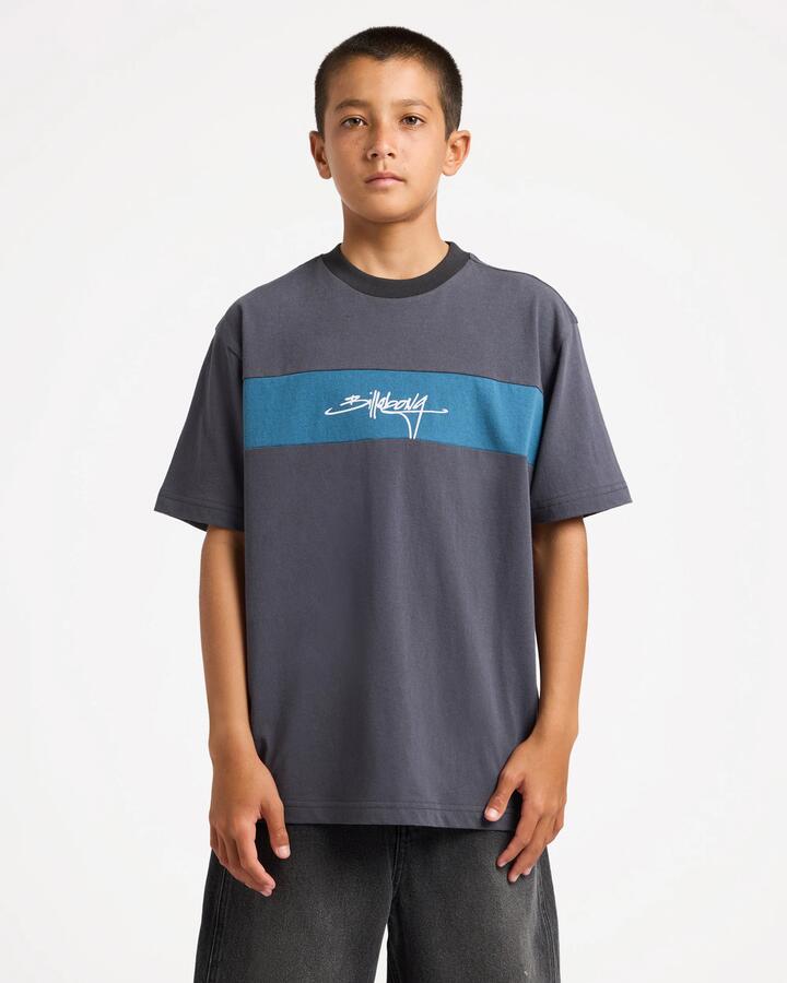 Image of T-Shirts. Product name - Billabong Boys 8-16 Panel T-Shirt Aged Indigo in Aged Indigo colour by brand - Billabong