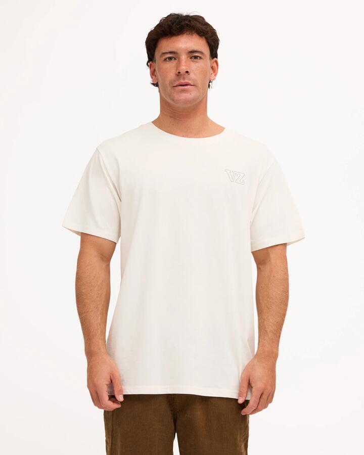 Image of T-Shirts. Product name - Von Zipper Mens Vertex T-Shirt Ivory in Ivory colour by brand - Von Zipper