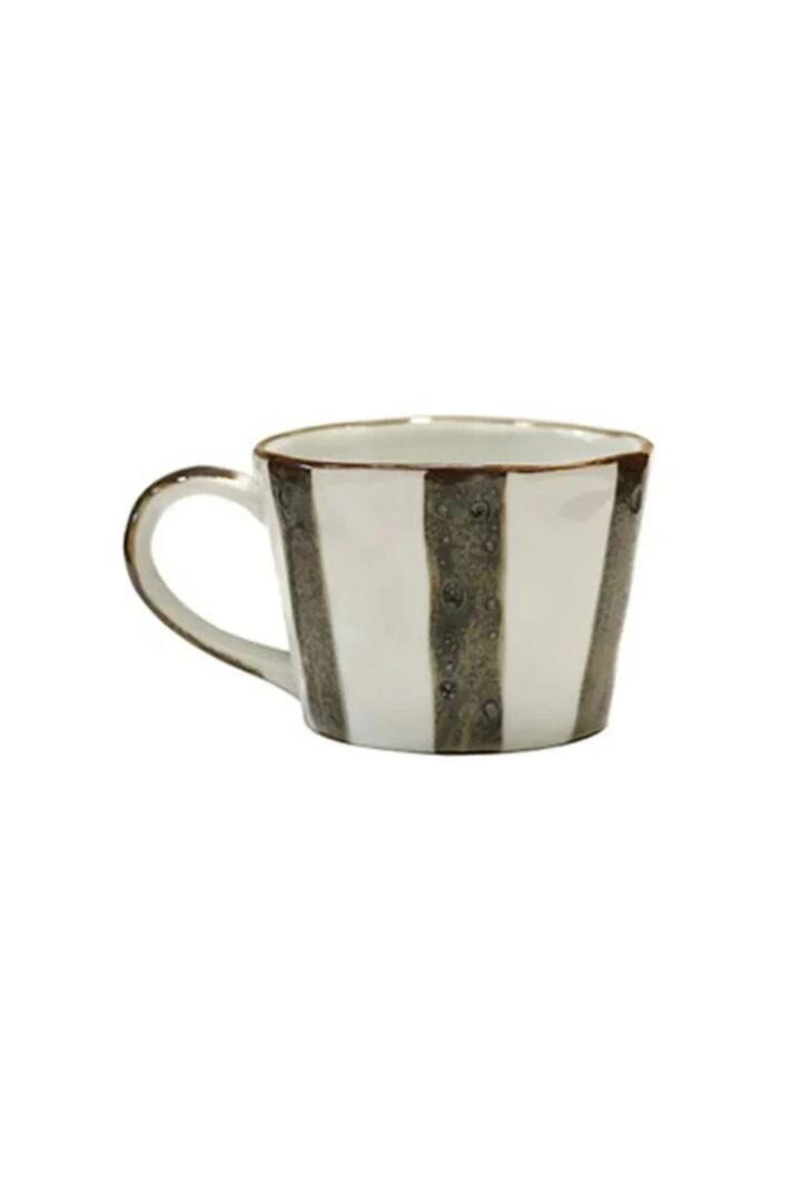 Image of Kitchen & Dining. Product name - Zanzibar Striped Brown and White Mug in White colour by brand - CC Interiors