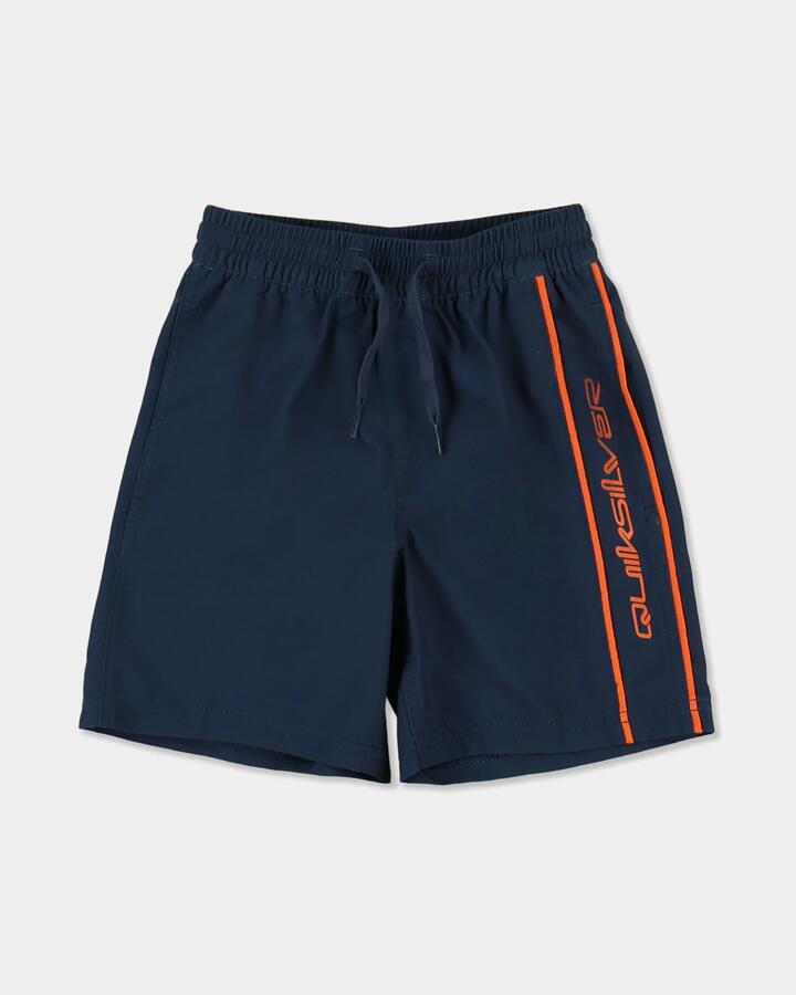 Image of a model wearing Shorts. Product name - Quiksilver Boys 2-7 Everyday Vert 13" Voley Shorts Mood Indigo in Mood Indigo colour by brand - Quiksilver