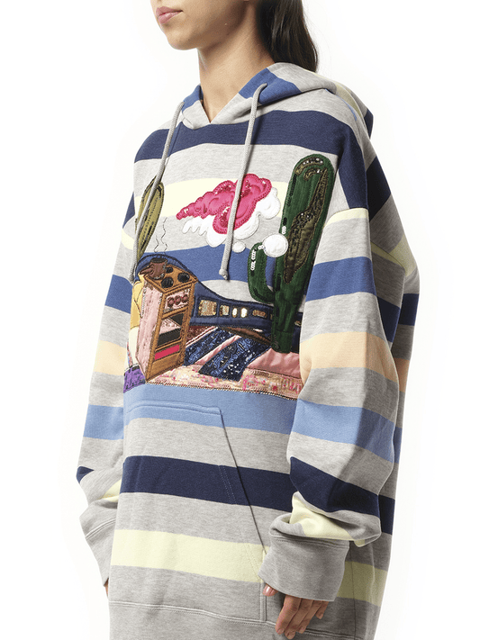MARC JACOBS Long Sleeve Hooded Sweatshirt (Navy)