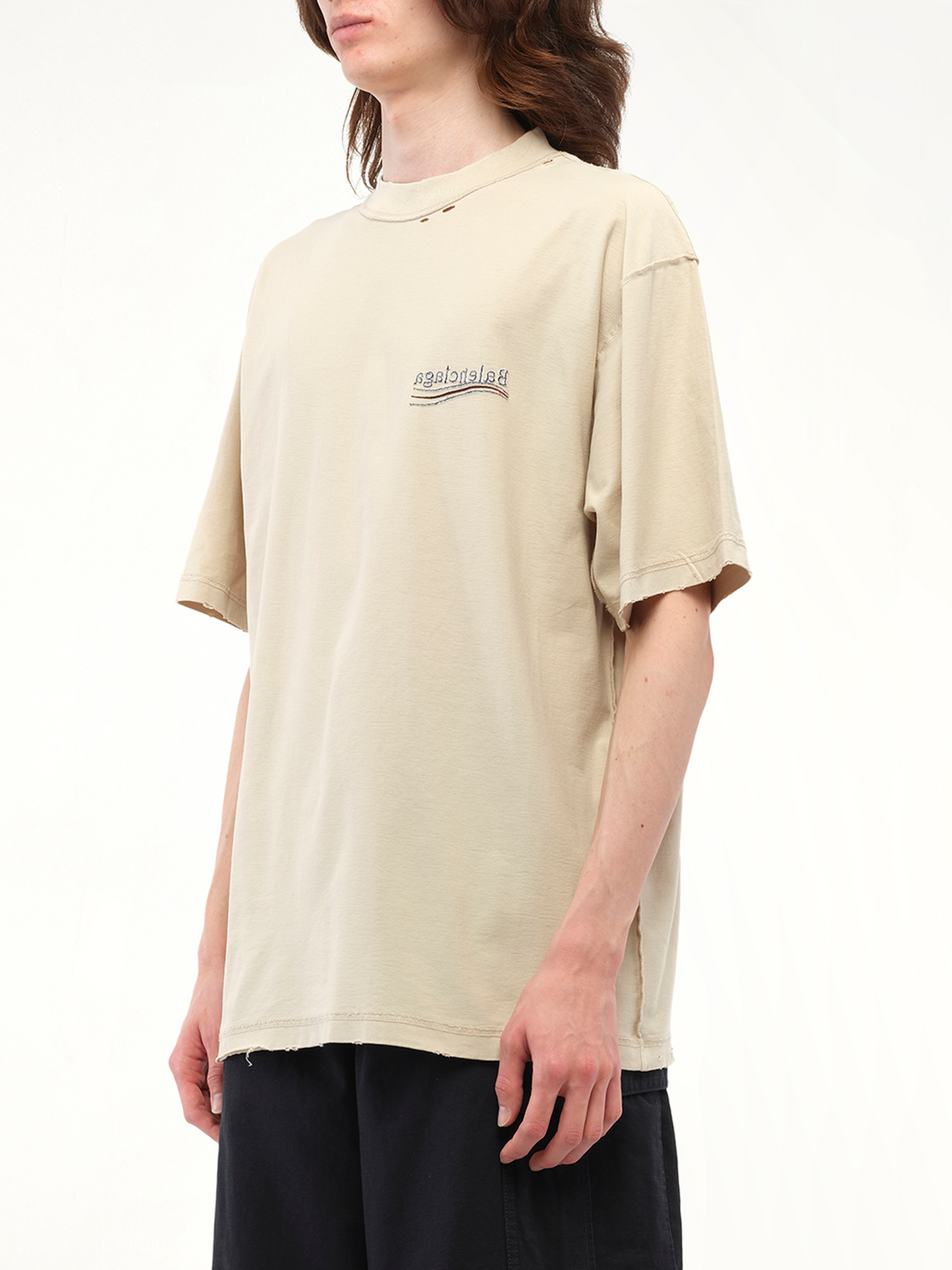 BALENCIAGA Political Inside-Out Large T-Shirt (Beige)