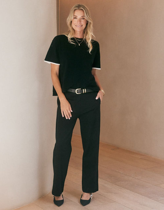 White & Co. Frenchie Cotton Cashmere Tee (Black)
