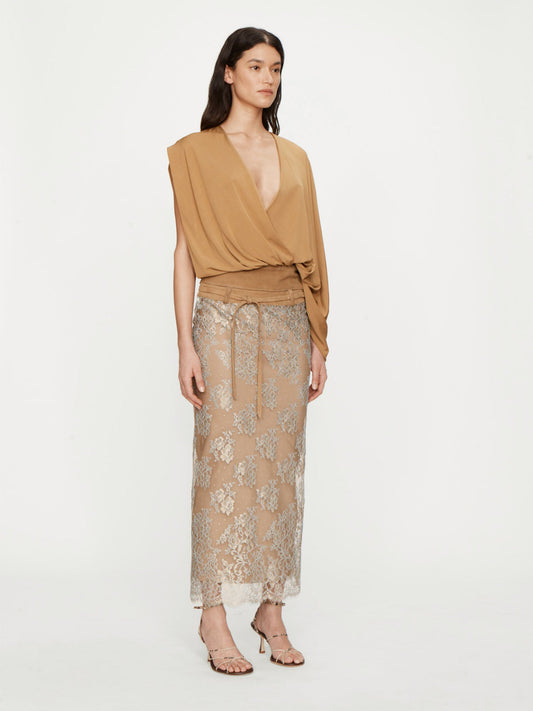 CHRISTOPHER ESBER Sèpienne Lace Belted Suede (Skirt)