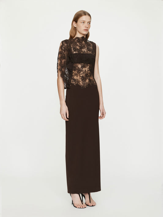 CHRISTOPHER ESBER Mahara Floating Lace Column Dress (Umber)