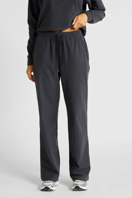 Micro-Rib Wide Leg Trackpant (Charcoal)
