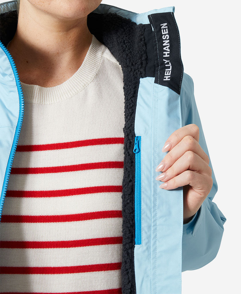 Helly Hansen W CREW HOODED PILE JACKET (Light Cyan)