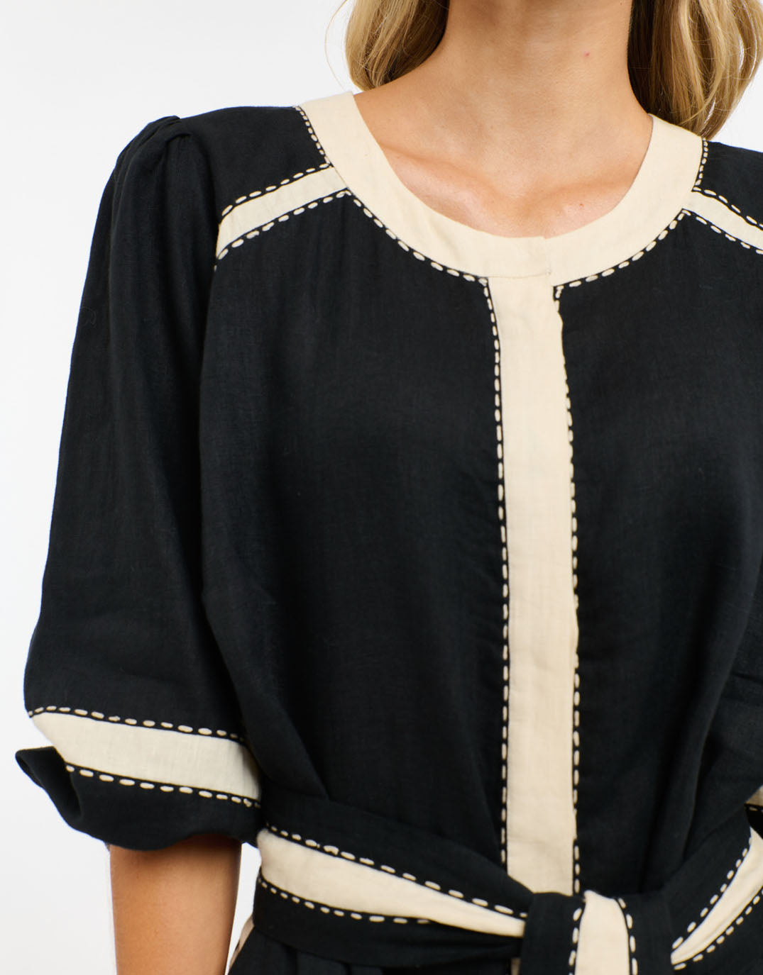 Carolyn Resort Dress - (Black/Natural)