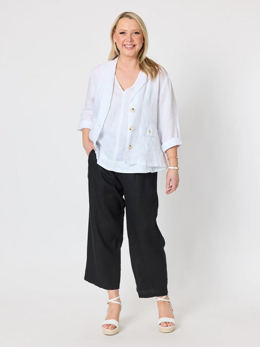Gordon Smith Lara Wide Leg Linen Pant (Black)