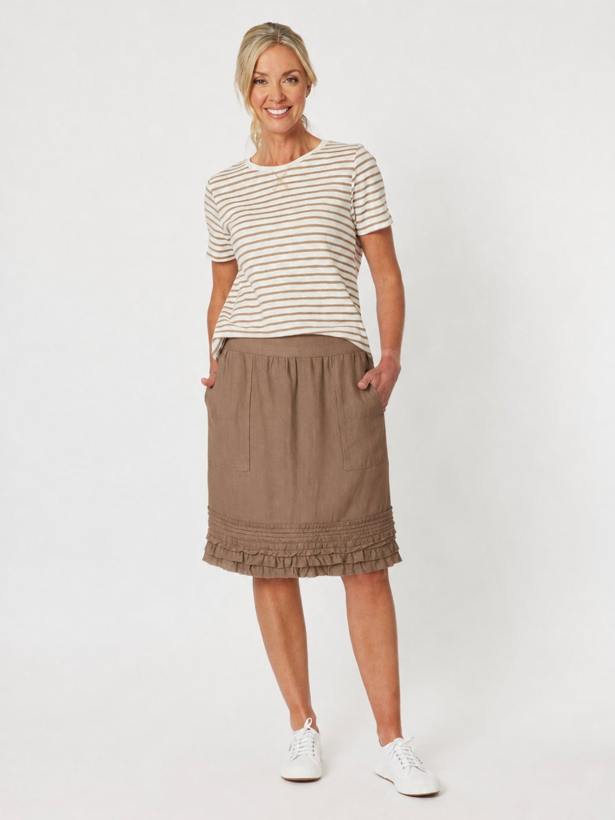 Gordon Smith Ruffle Hem Skirt (Mocha)