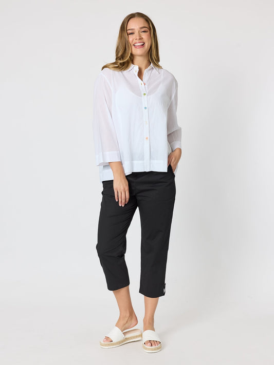 Threadz Santorini Cropped Cotton Pant (White)