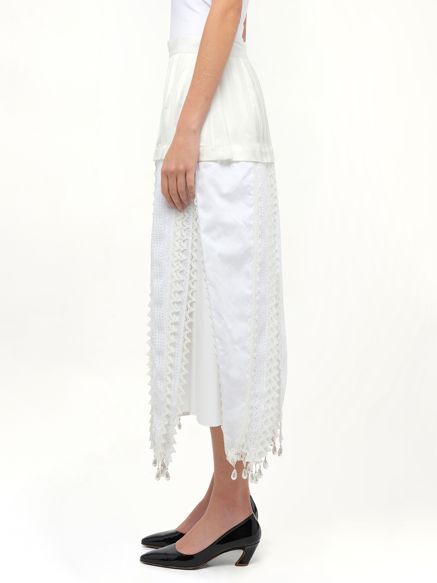 LOEWE Lace Petal Skirt (White)