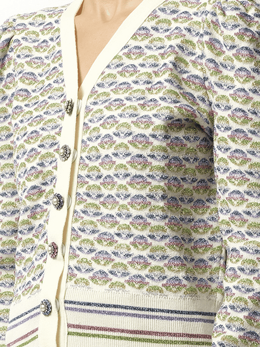 MARC JACOBS Long Sleeve V-Neck Cardigan (Blue)