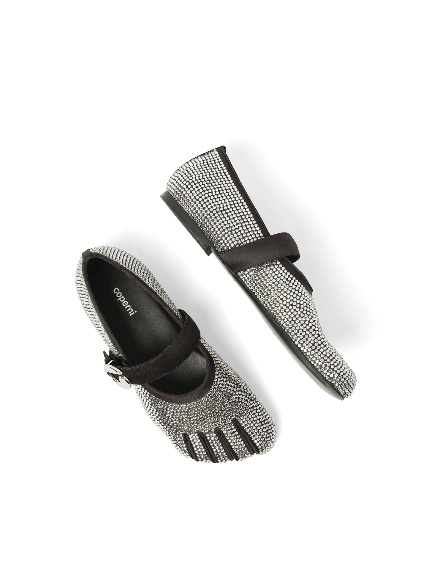 COPERNI Crystal-Embellished Five-Toe Ballerina Belt Flat (Black)