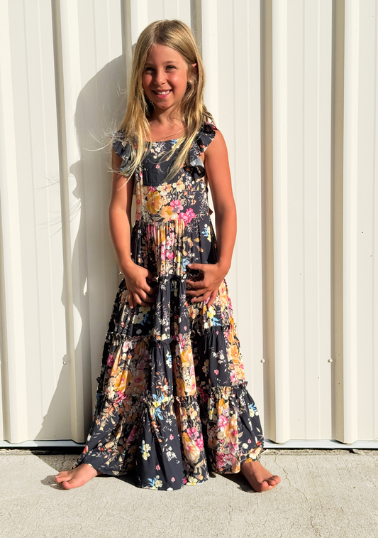 LITTLE AUGUSTE Pinafore Maxi Dress (Black)