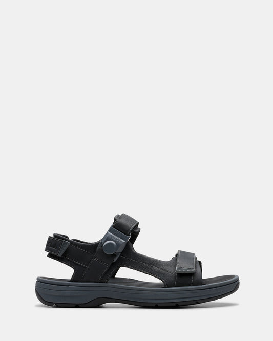 Image of Sandals. Productname: Saltway Trail Black Leather in Black Leather colour by brand - Clarks