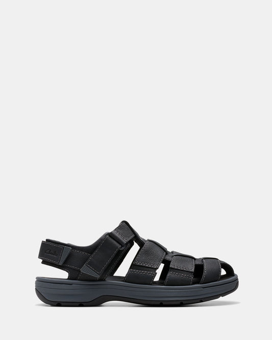 Image of Sandals. Productname: Saltway Cove Black Leather in Black Leather colour by brand - Clarks