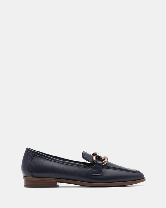 Image of Flats. Productname: Sarafyna Iris Navy Leather in Navy Leather colour by brand - Clarks