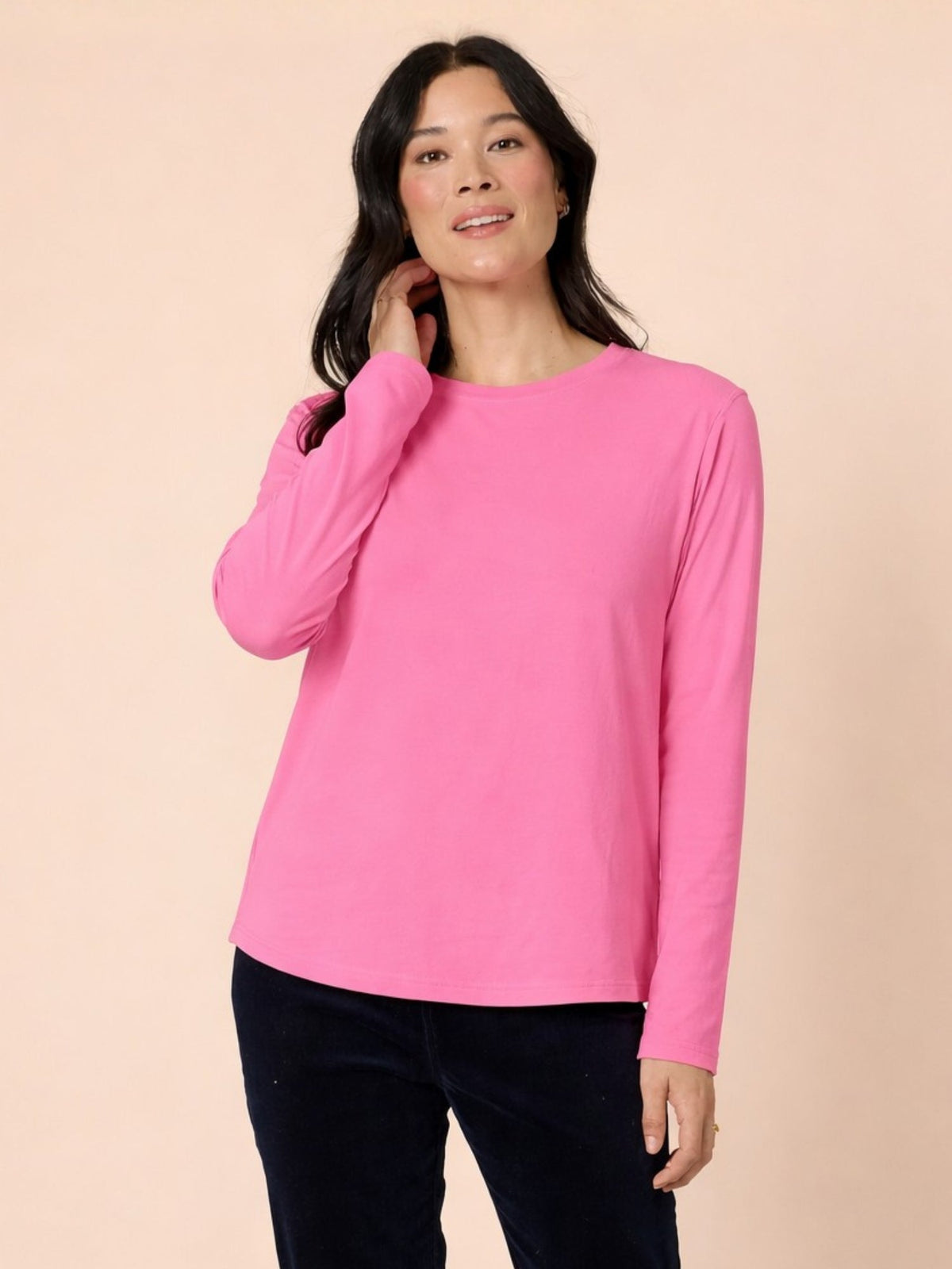 Gordon Smith Long Sleeve Crew Neck Top (Hot Pink)
