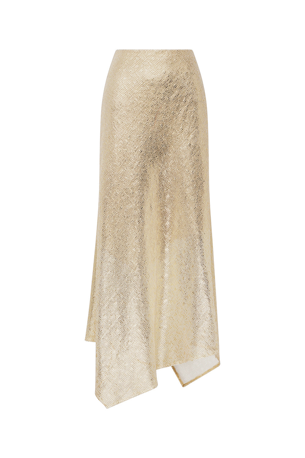 Image of a model wearing Skirts. Productname: Illuminated Skirt in Gold colour by brand - Manning Cartell
