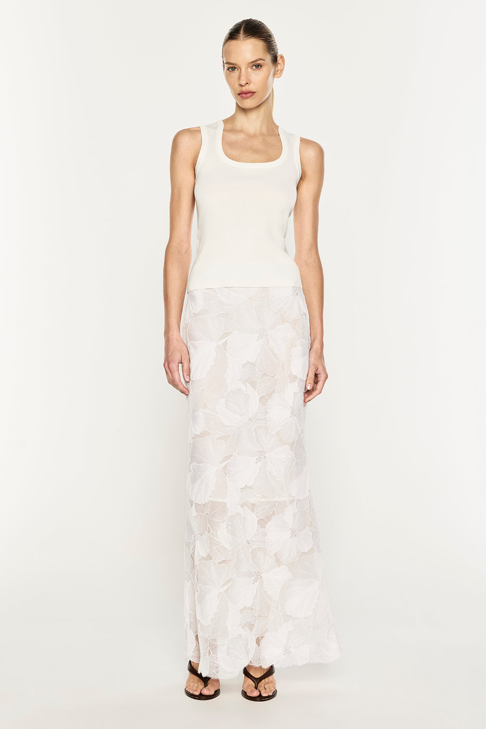 Sheer Force Maxi Skirt (White)
