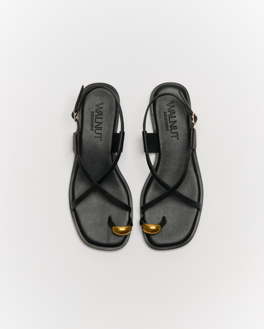 Walnut Melbourne Eliana Leather Sandal (Black)