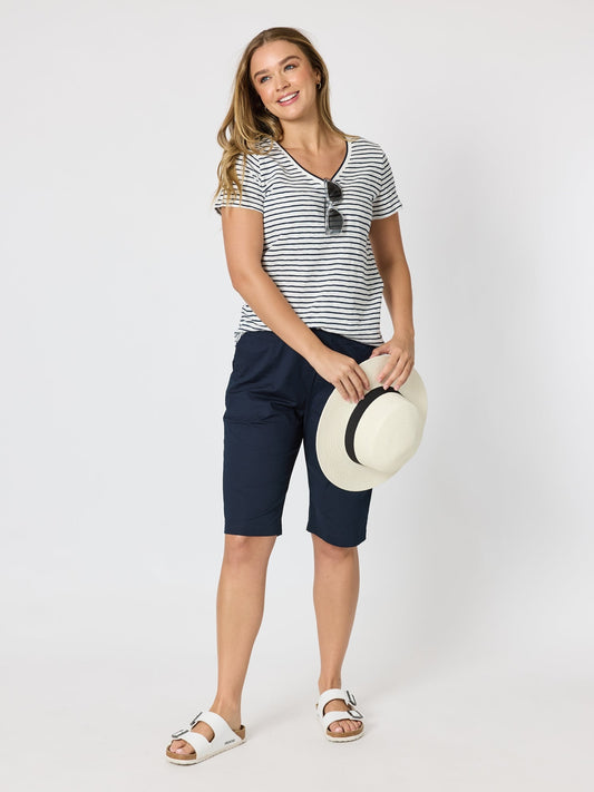 Threadz Santorini Cotton Pull On Short (Navy)