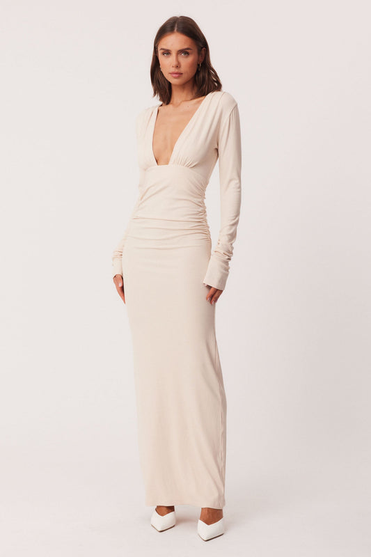 SNDYS FOXX LONG SLEEVE MAXI DRESS (Stone)