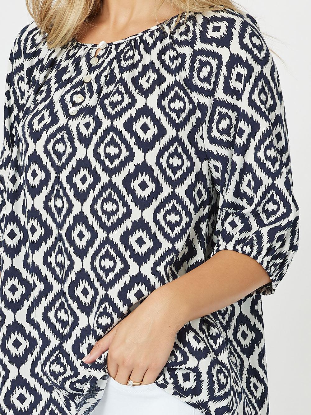 Threadz Diamond Tunic Top (Marine)