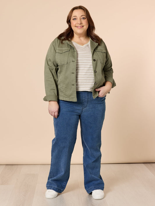 Threadz Retro Denim Jacket (Washed Khaki)
