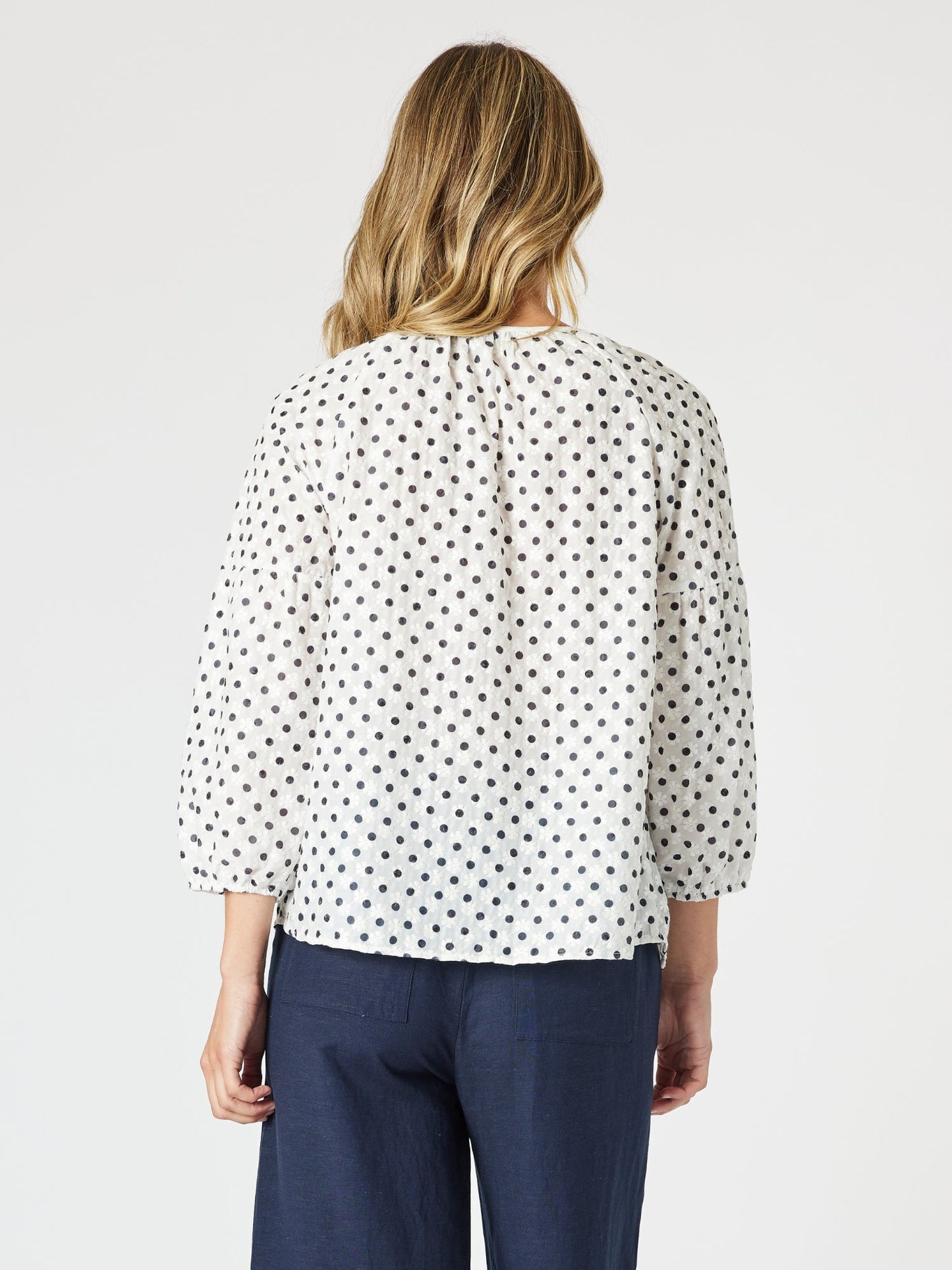 Gordon Smith Get Dotty Embroidered Top (Navy/White)