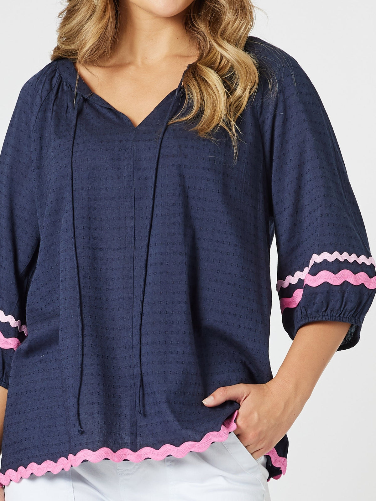 Threadz Ric Rac Top (Navy)