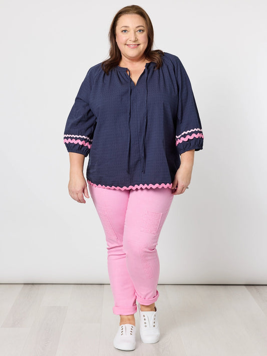 Threadz Ric Rac Top (Navy)