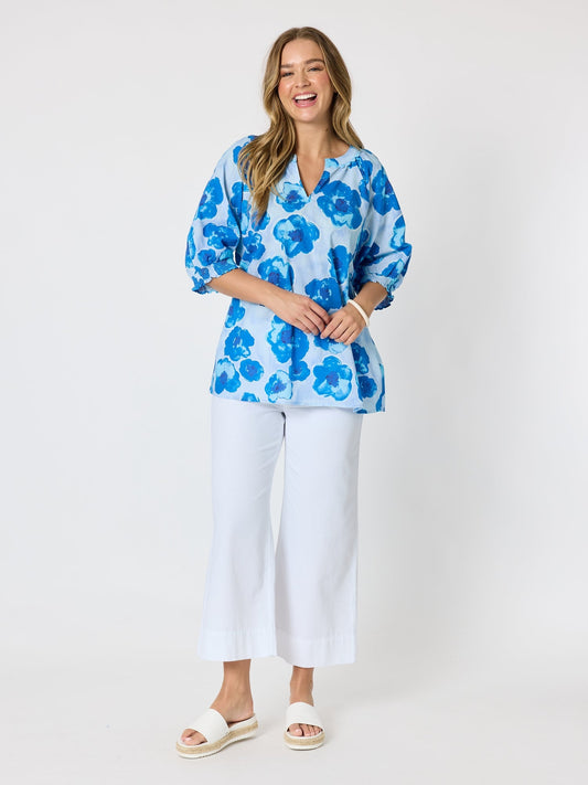 Threadz Poppies Floral Print Top (Aqua Multi)
