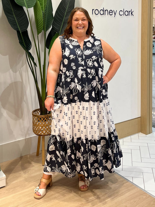 Gordon Smith Palm Springs Print Dress (Navy/White)