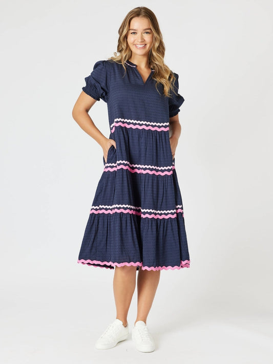 Threadz Ric Rac Dress (Navy)