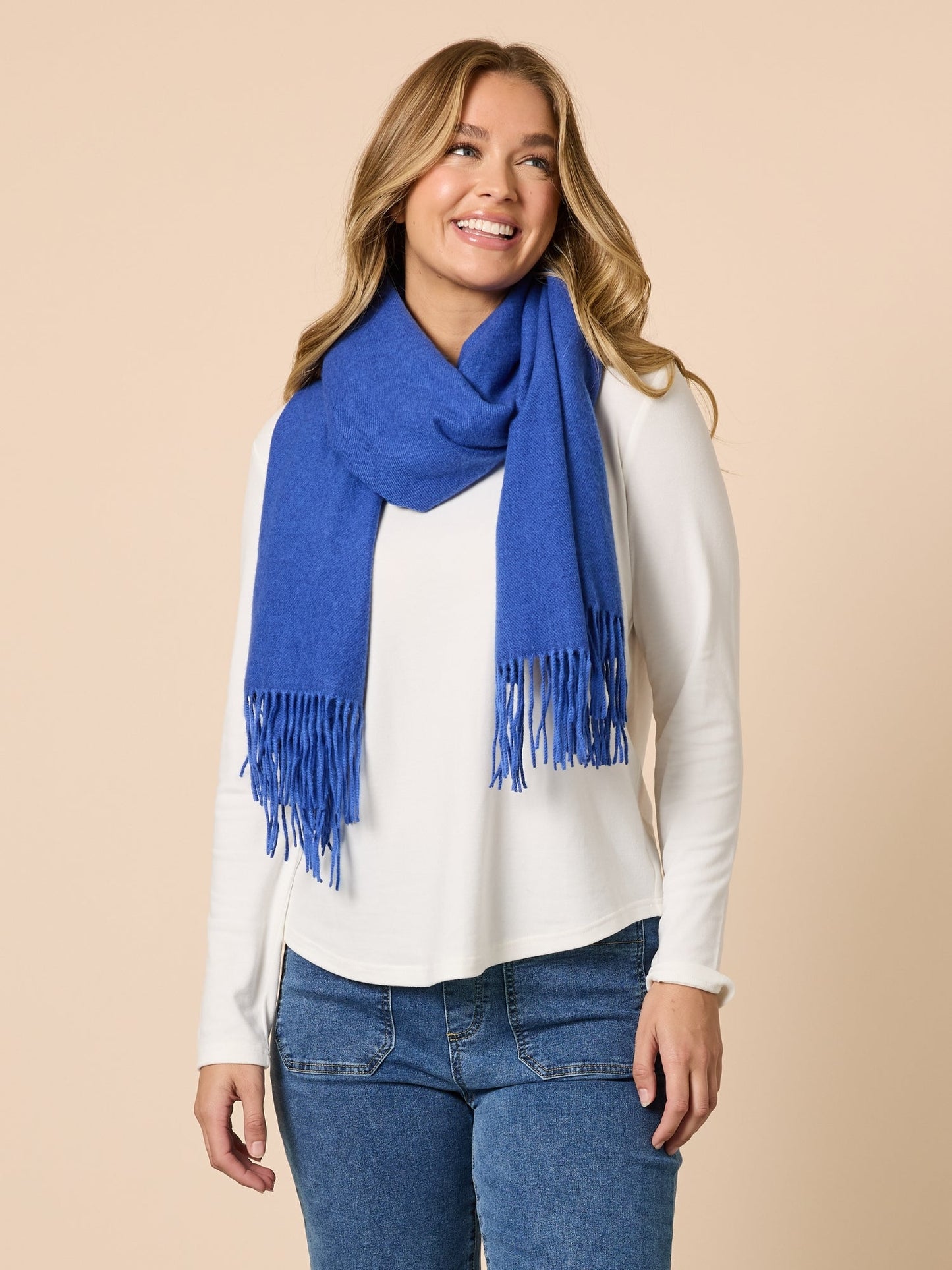 Threadz Cosy Fringe Scarf (Cobalt)