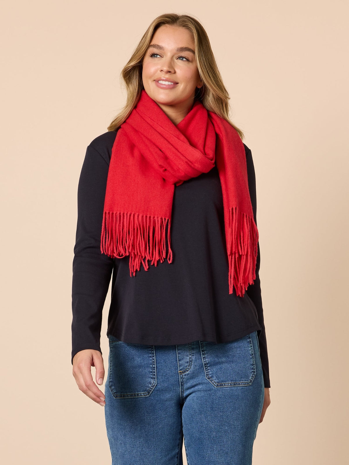 Threadz Cosy Fringe Scarf (Red)