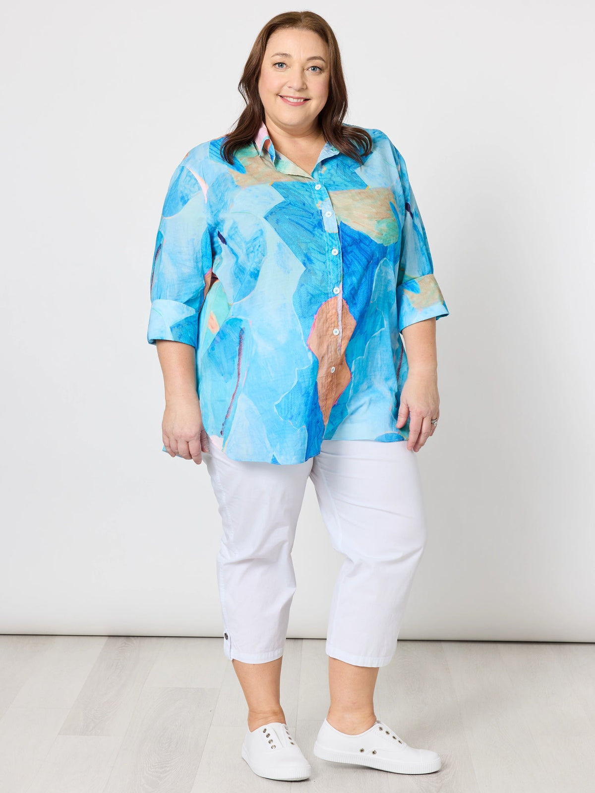 Threadz Santorini Cropped Cotton Pant (White)