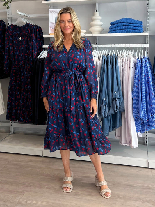 Gordon Smith Cherry Delight Dress (Navy/Red)