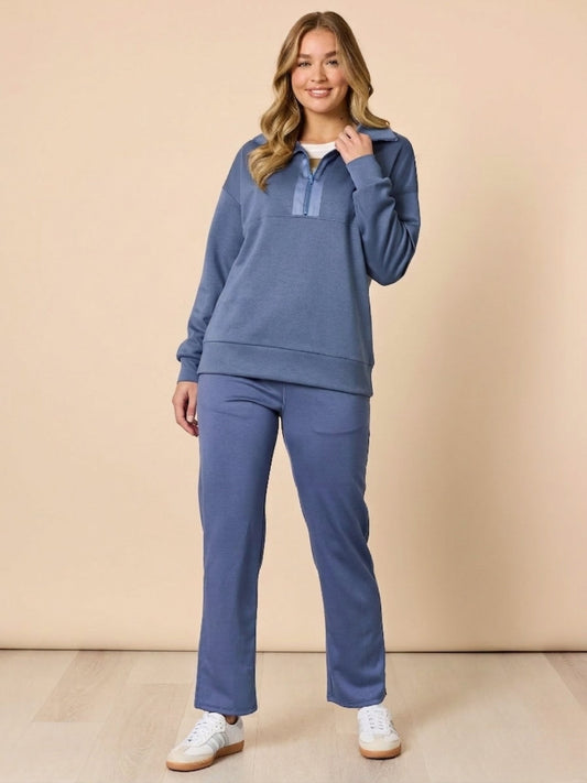 Threadz Urban City Quarter Zip Sweatshirt (Denim Blue)